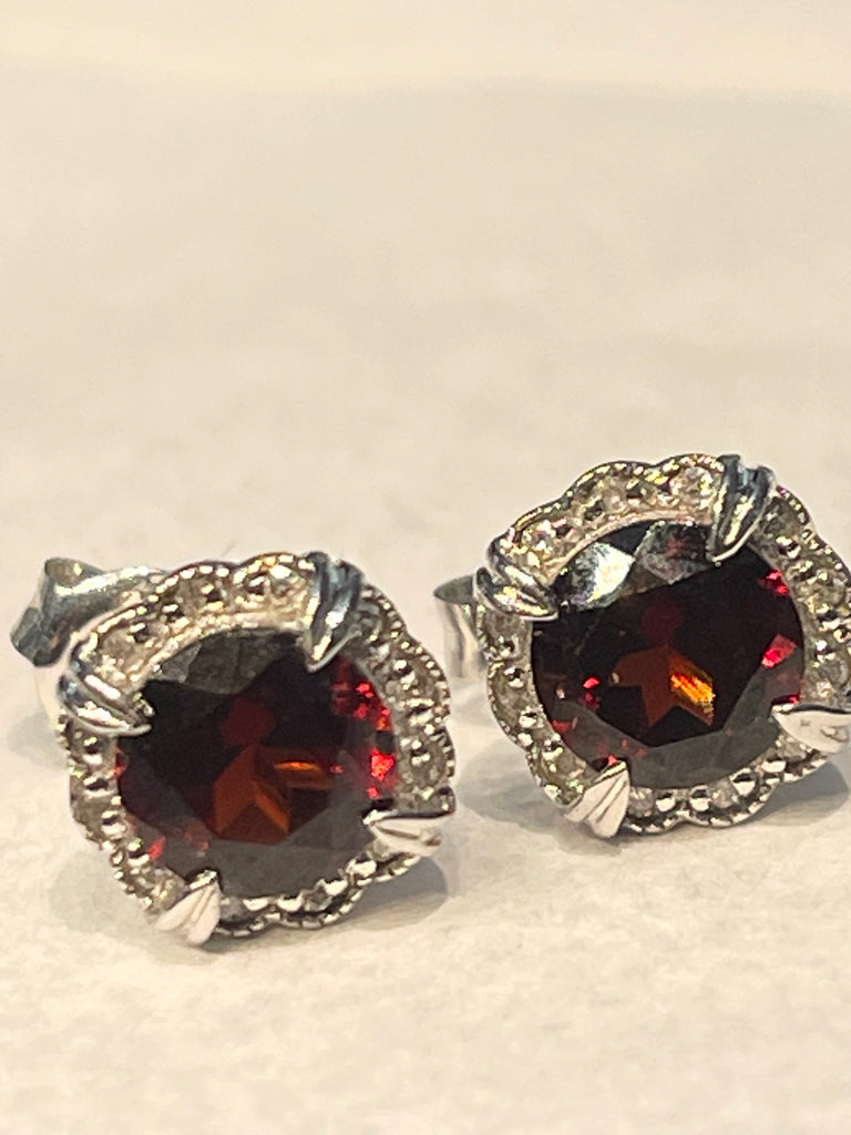 Garnet Diamond Stud Earrings Closeup