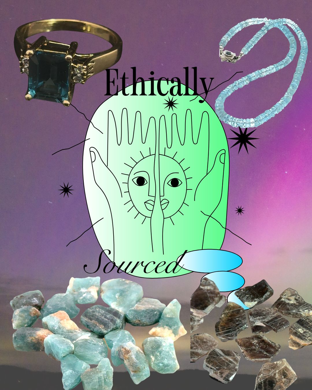 Ethical gemstone jewelry handcrafted in Boston with ethically sourced 