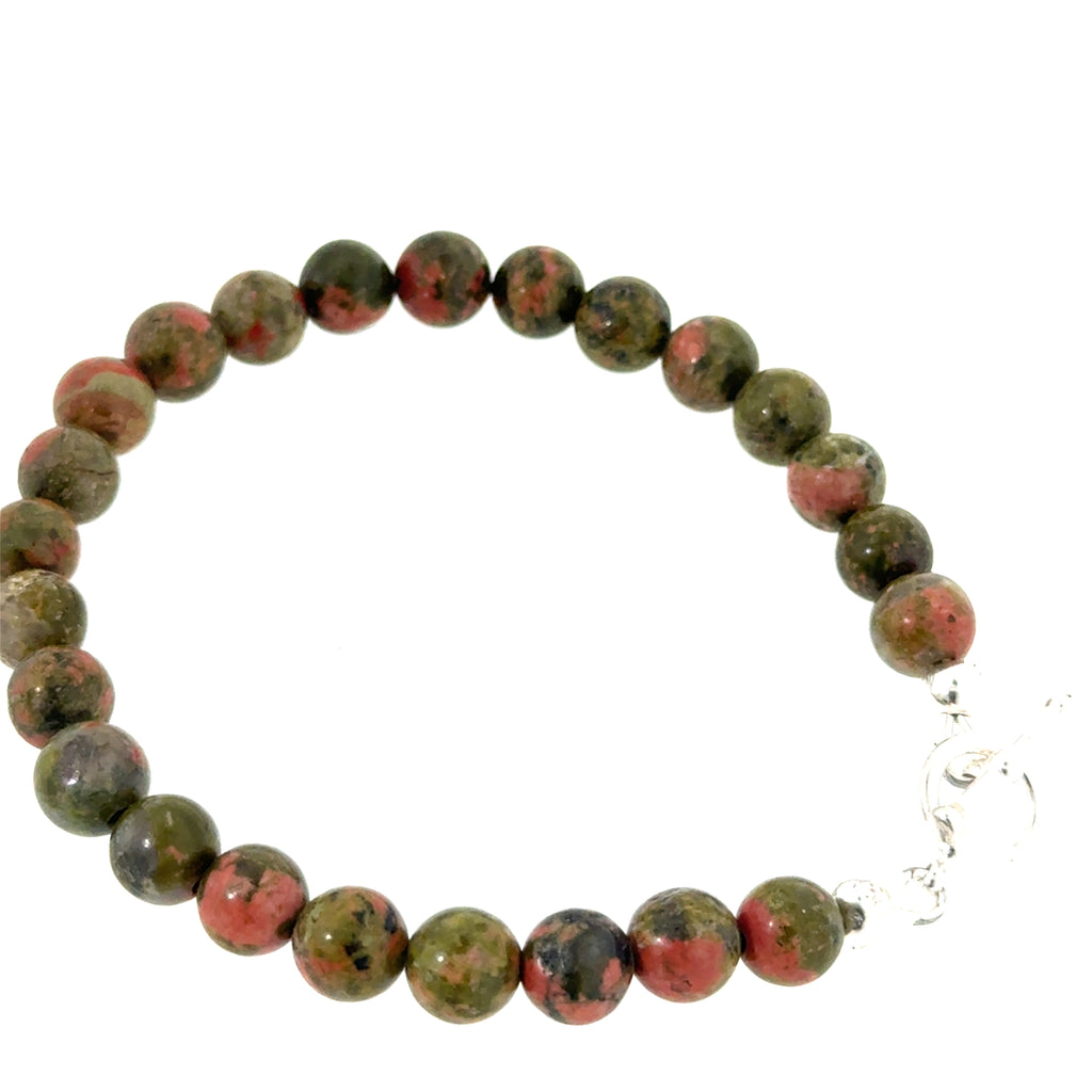 Unakite Beaded Gemstone Bracelet