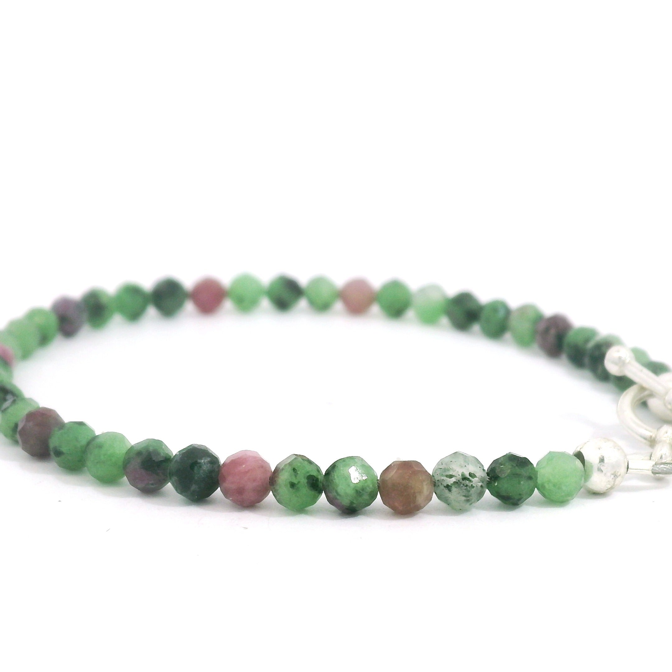 Ruby Zoisite Gemstone Bracelet – with Sterling Silver Toggle (Hope, Gratitude & Peace)