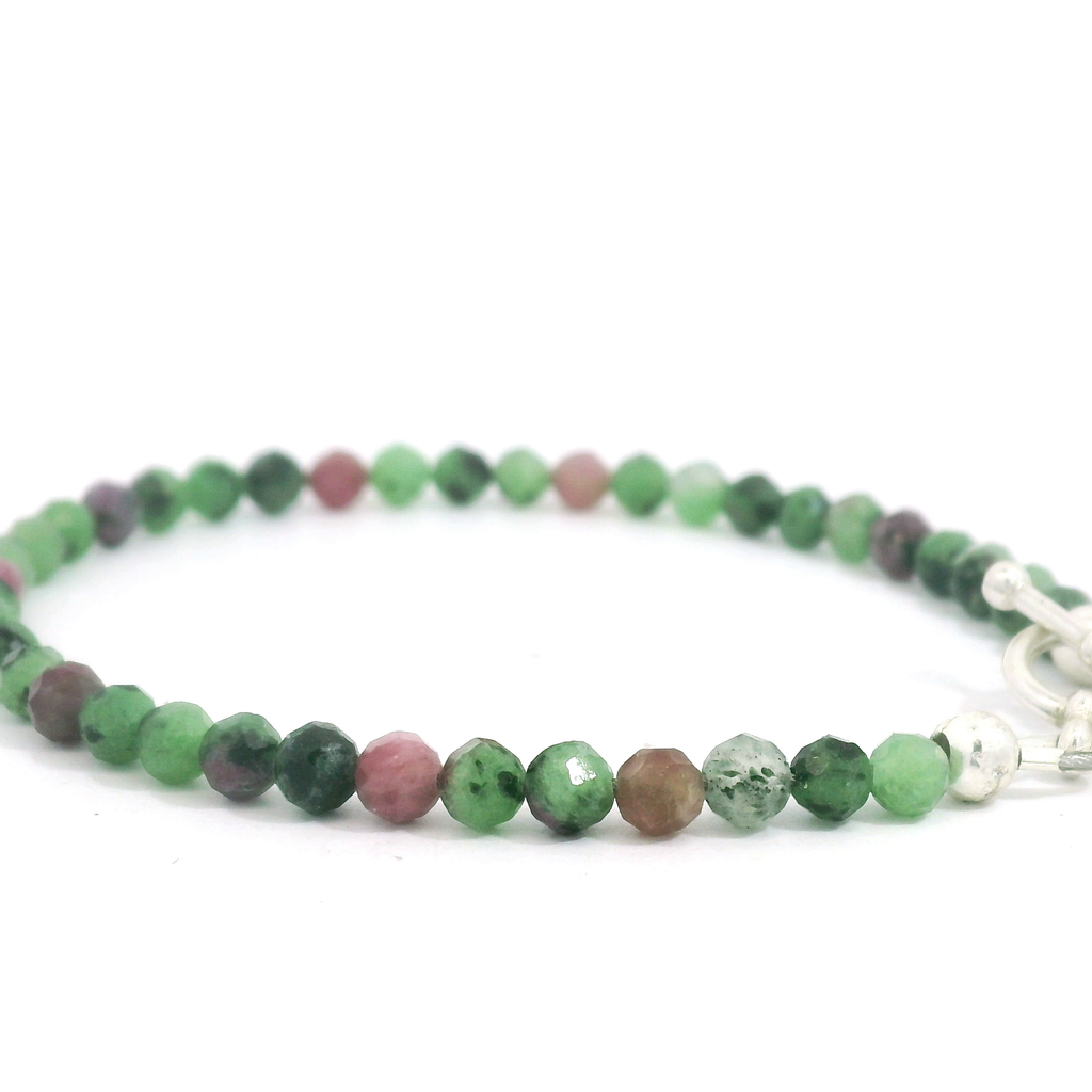 Ruby Zoisite Gemstone Bracelet – with Sterling Silver Toggle (Hope, Gratitude & Peace)