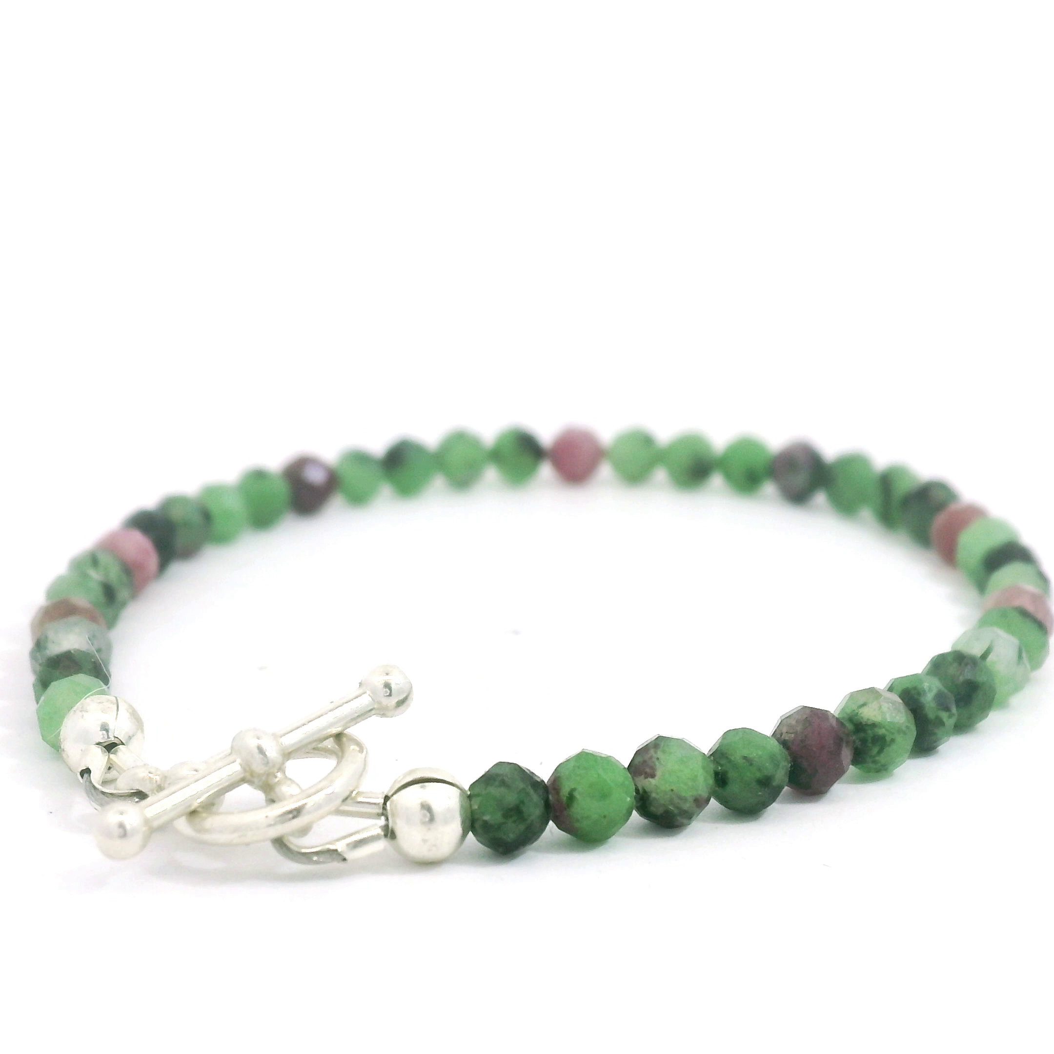 Ruby Zoisite Gemstone Bracelet – with Sterling Silver Toggle (Hope, Gratitude & Peace)