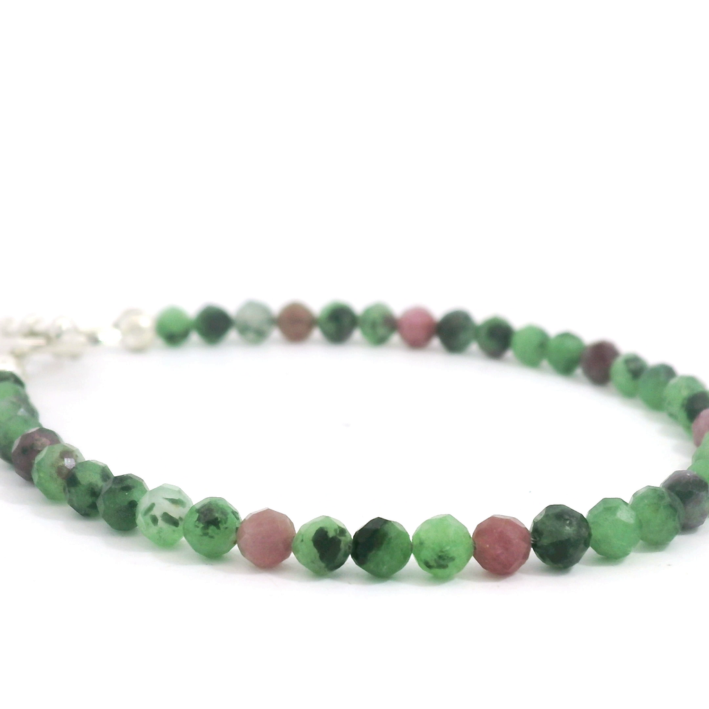 Ruby Zoisite Gemstone Bracelet – with Sterling Silver Toggle (Hope, Gratitude & Peace)