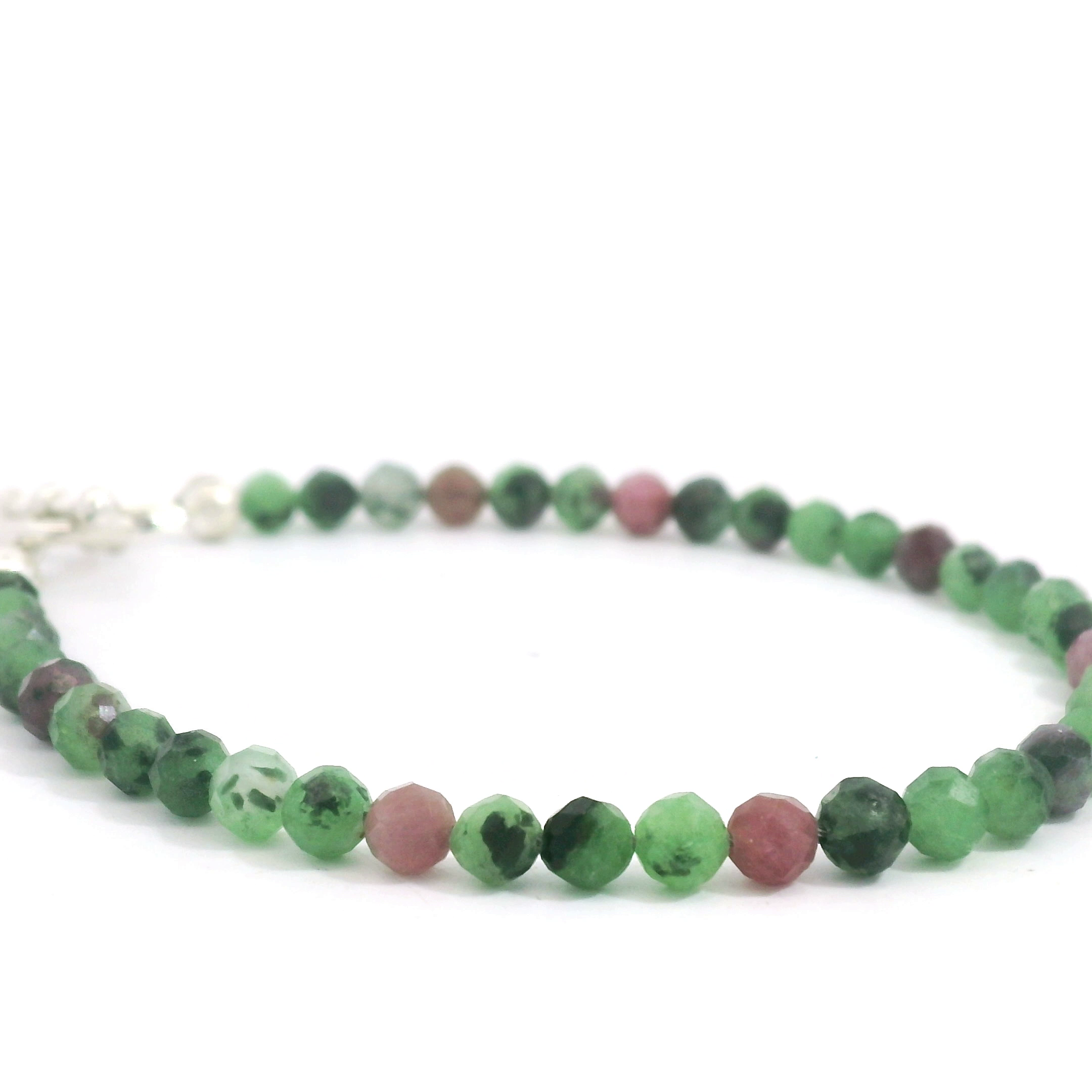 Ruby Zoisite Gemstone Bracelet – with Sterling Silver Toggle (Hope, Gratitude & Peace)