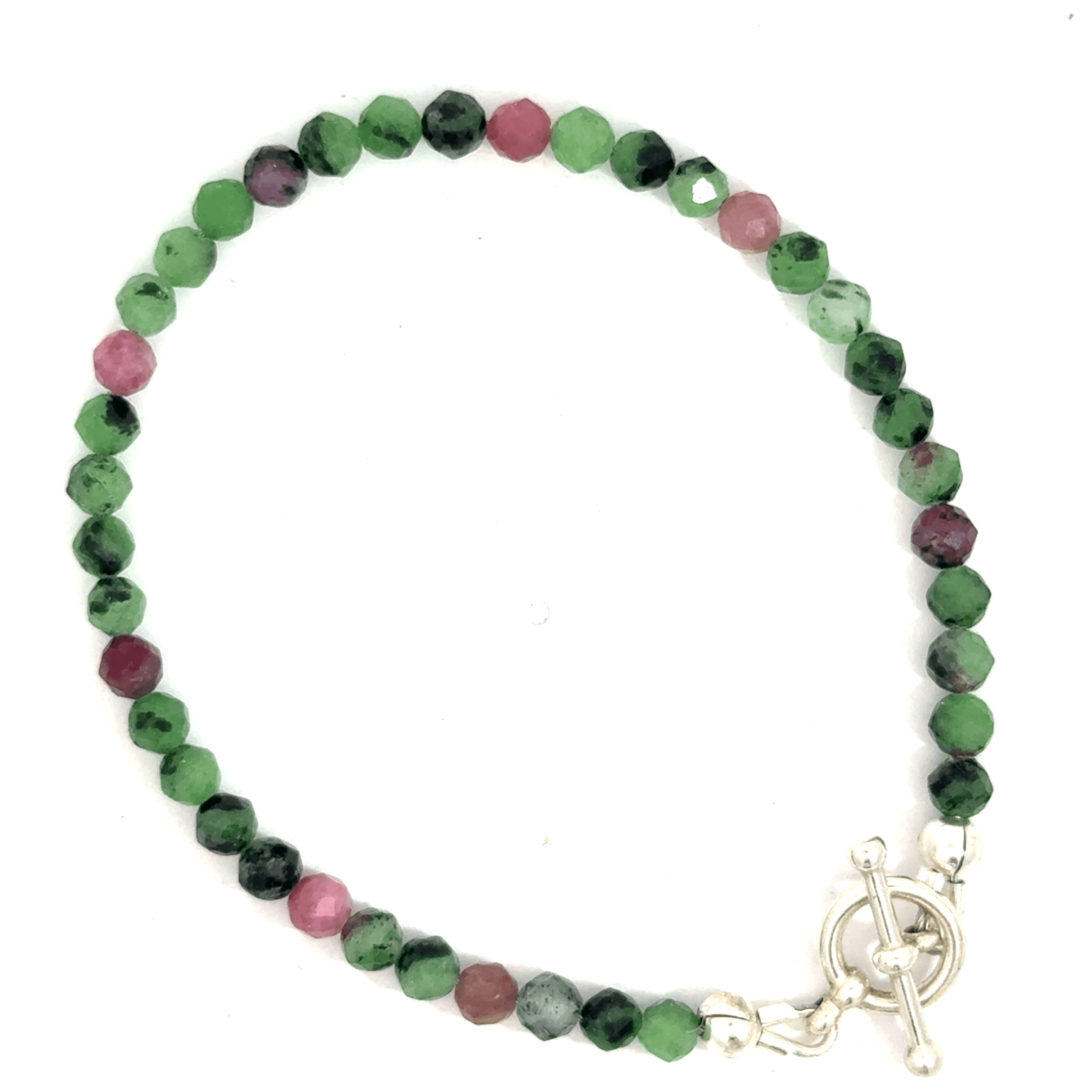 Ruby Zoisite Gemstone Bracelet – with Sterling Silver Toggle (Hope, Gratitude & Peace)