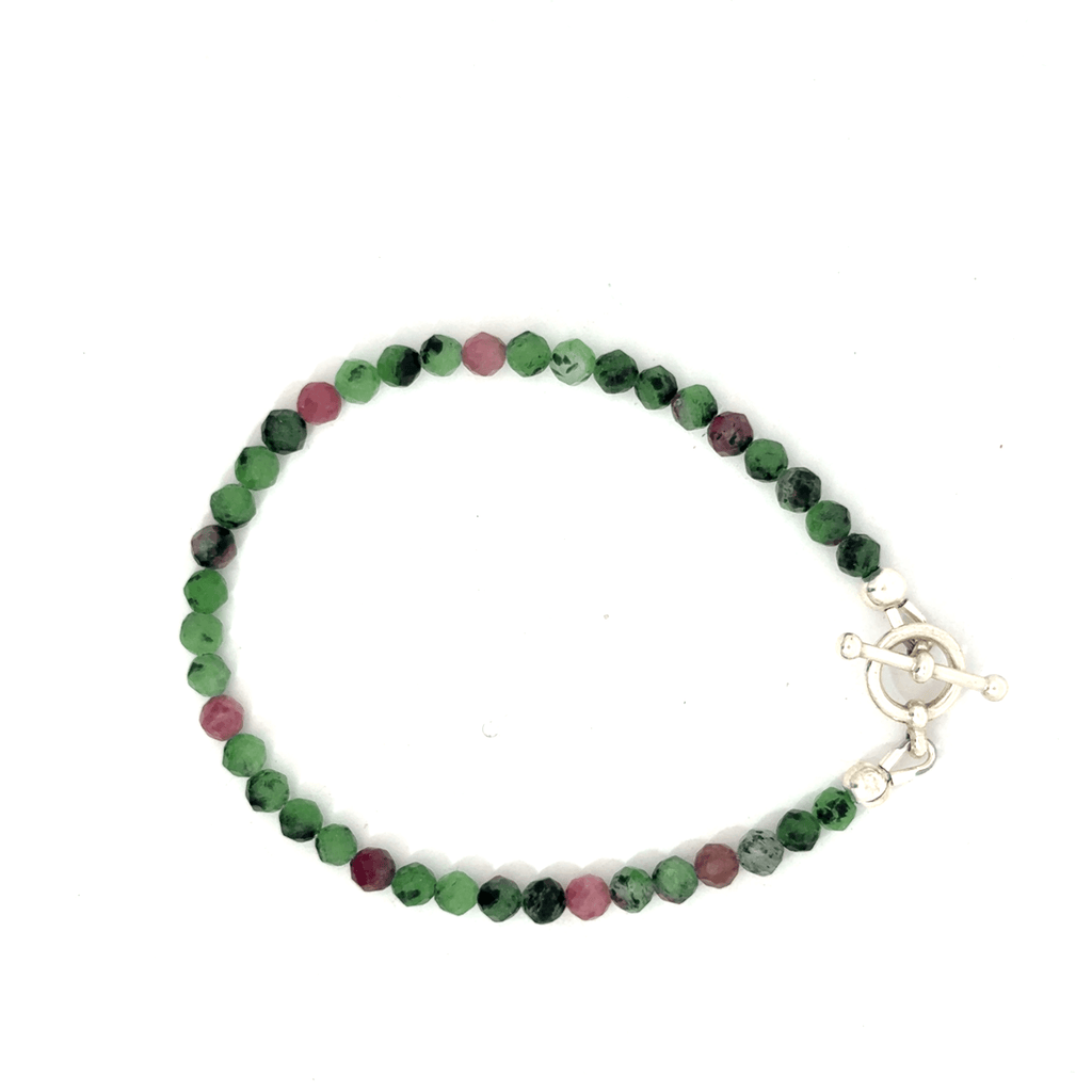 Ruby Zoisite Gemstone Bracelet – with Sterling Silver Toggle (Hope, Gratitude & Peace)