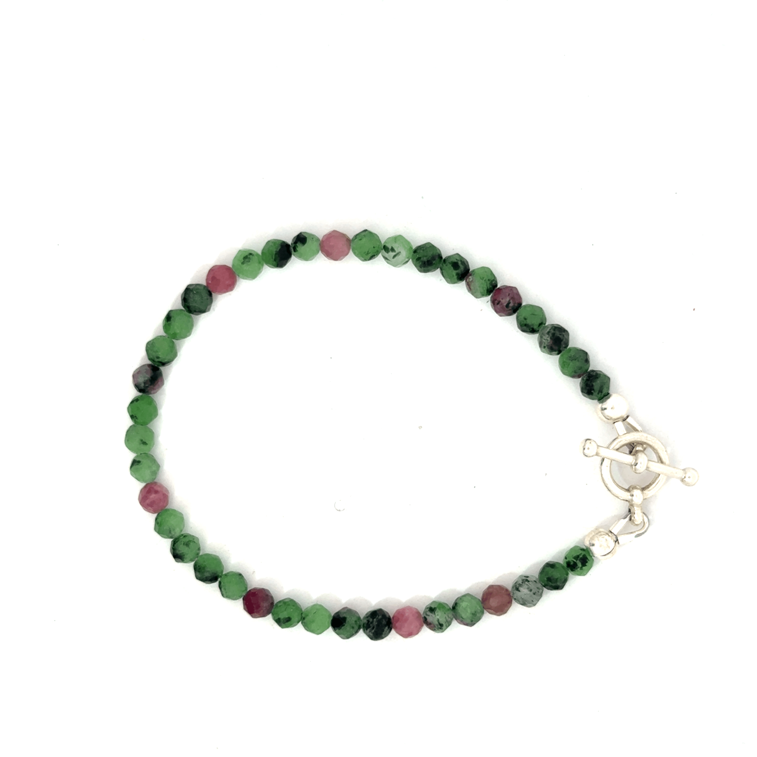 Ruby Zoisite Gemstone Bracelet – with Sterling Silver Toggle (Hope, Gratitude & Peace)