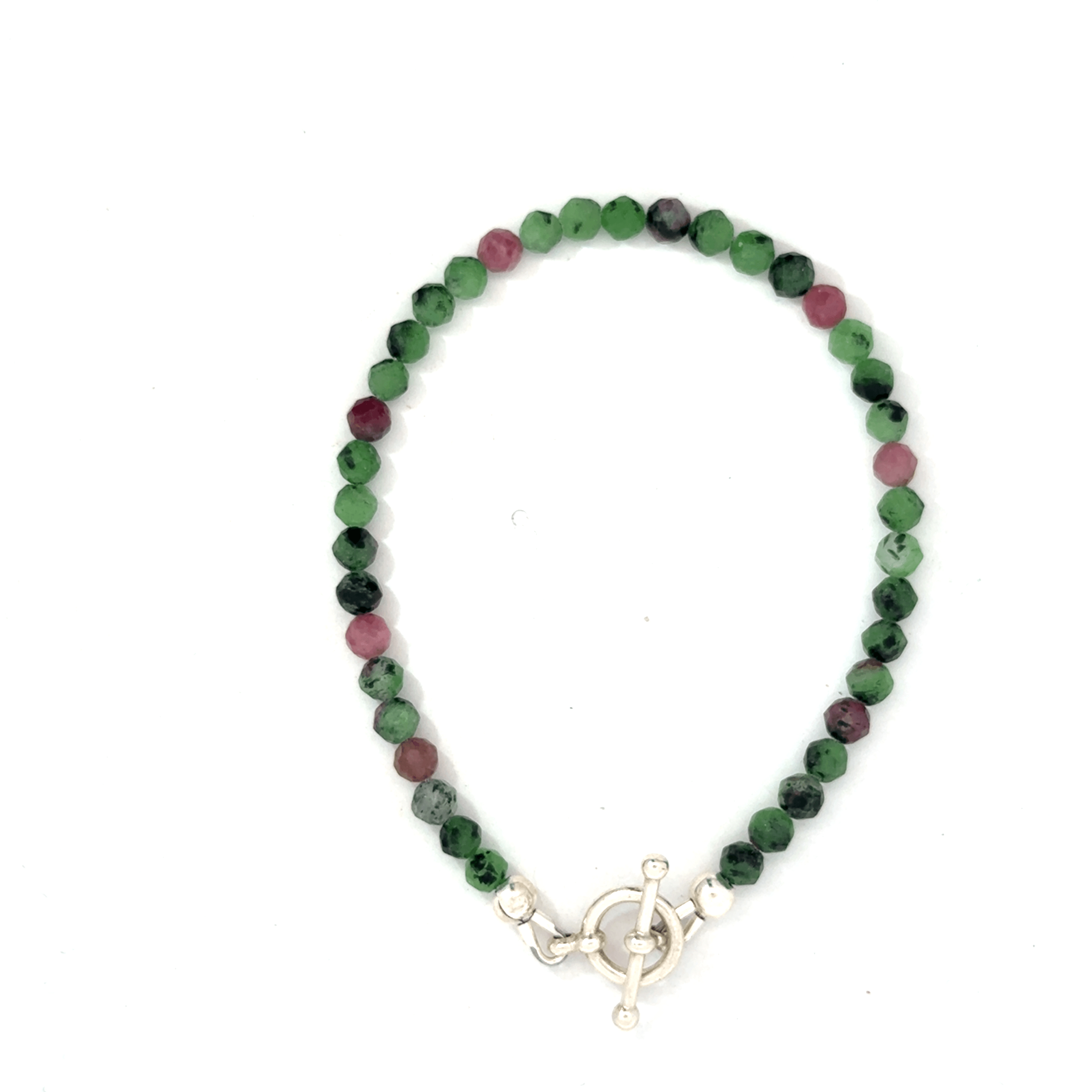 Ruby Zoisite Gemstone Bracelet – with Sterling Silver Toggle (Hope, Gratitude & Peace)
