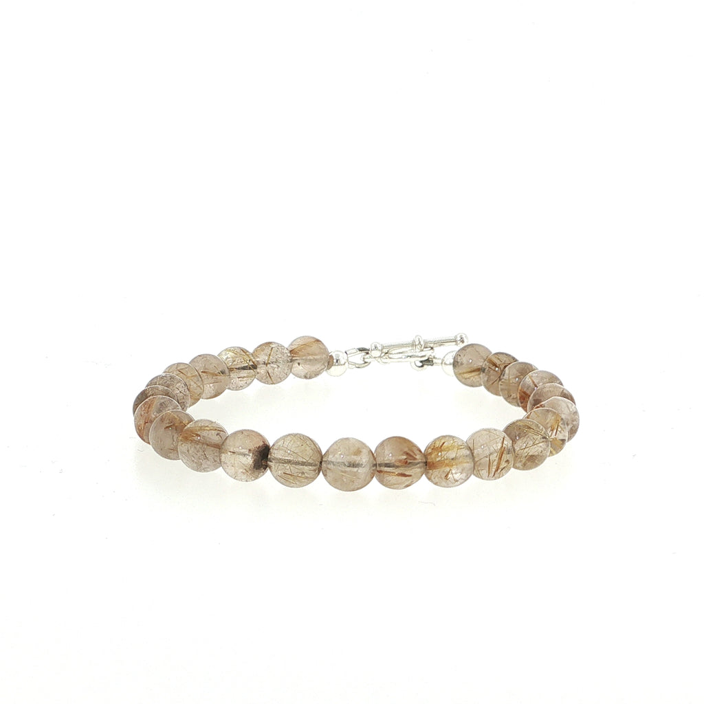 Golden Rutile Gemstone Beaded Bracelet
