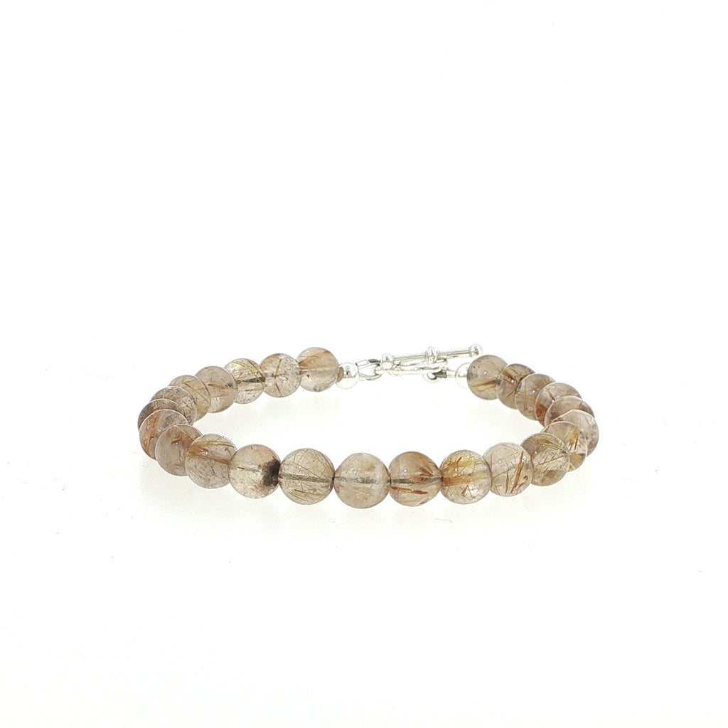 Golden Rutile Gemstone Beaded Bracelet