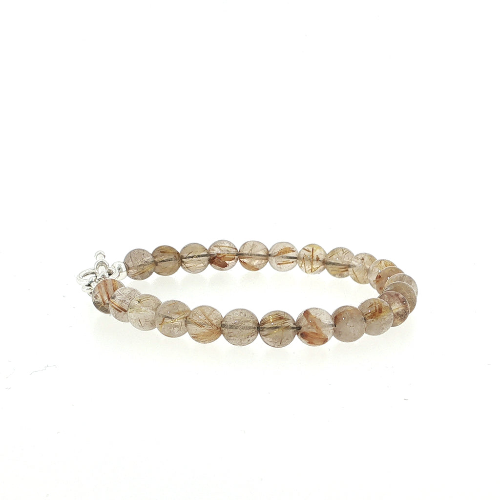 Golden Rutile Gemstone Beaded Bracelet