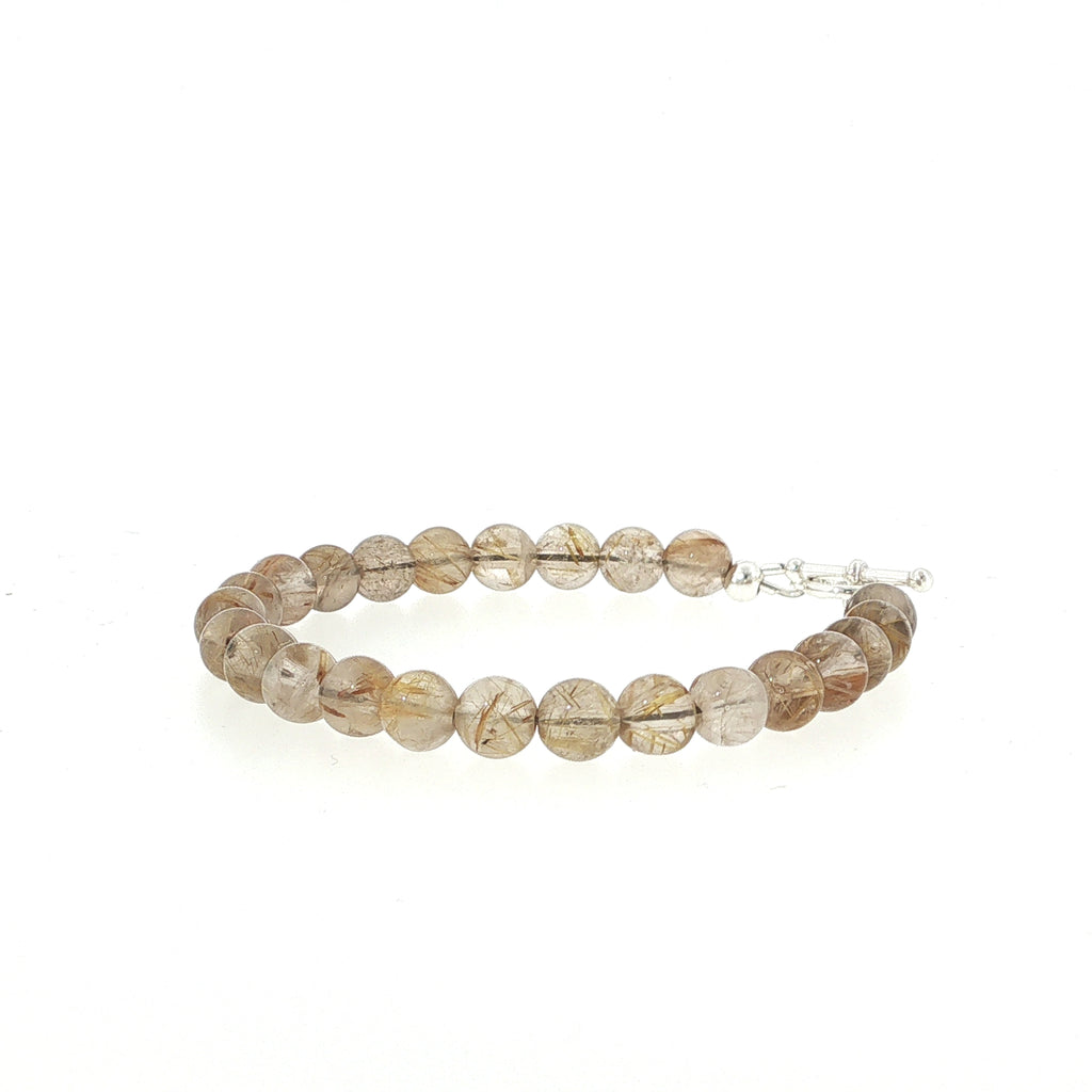Golden Rutile Gemstone Beaded Bracelet
