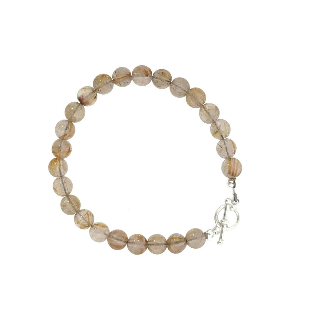 Golden Rutile Gemstone Beaded Bracelet
