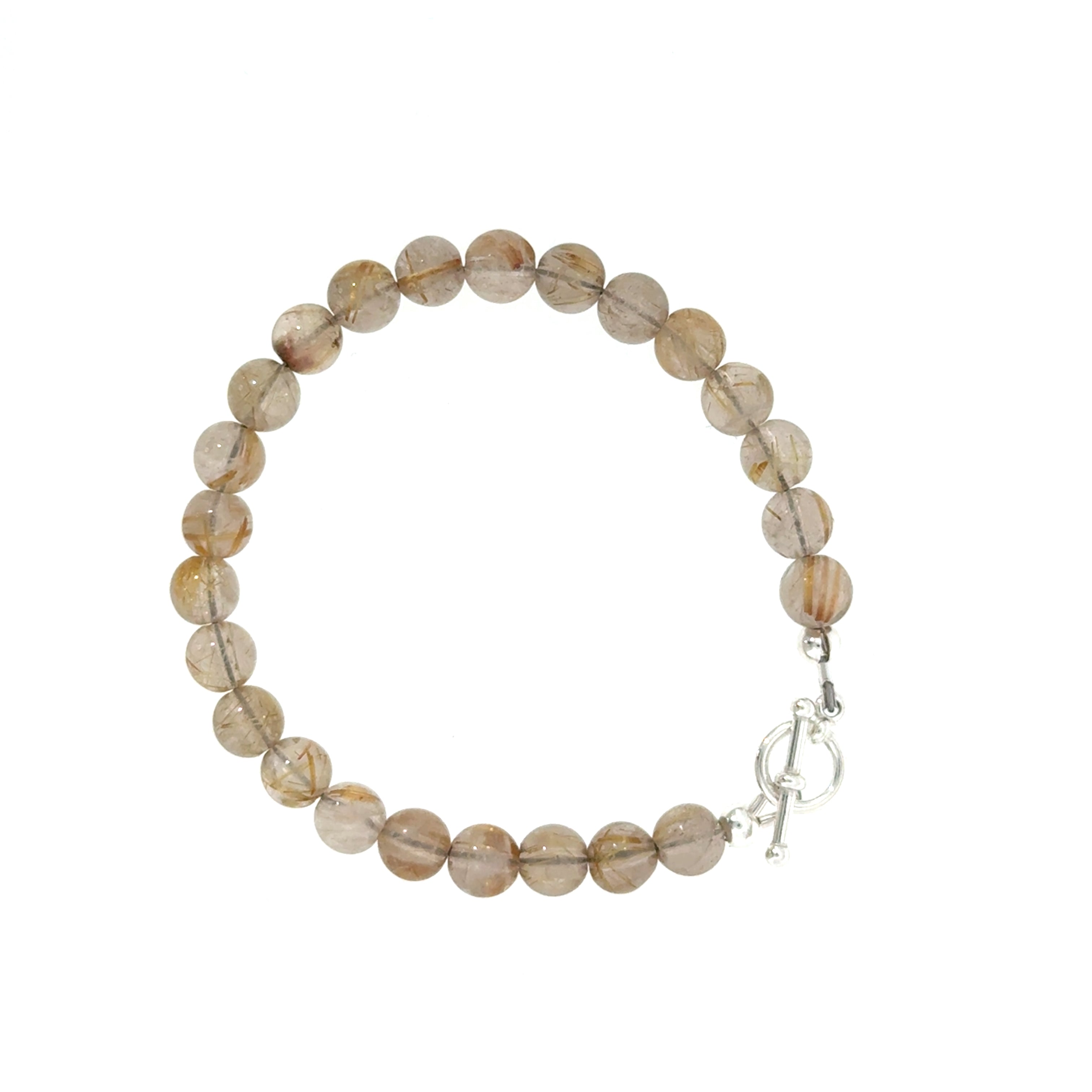 Golden Rutile Gemstone Beaded Bracelet