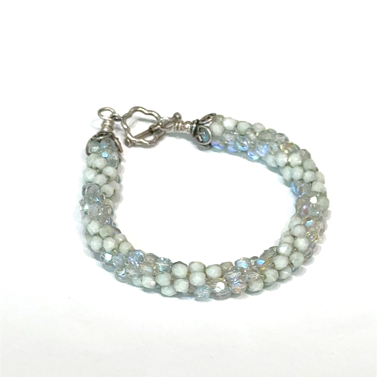 Light Blue Czech Crystal Crocheted Bracelet Where Sky Meets Water. Where Light Becomes Wearable.