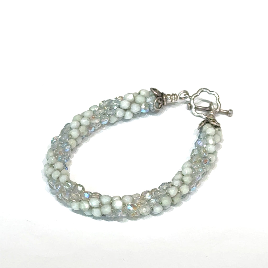 Light Blue Czech Crystal Crocheted Bracelet Where Sky Meets Water. Where Light Becomes Wearable.