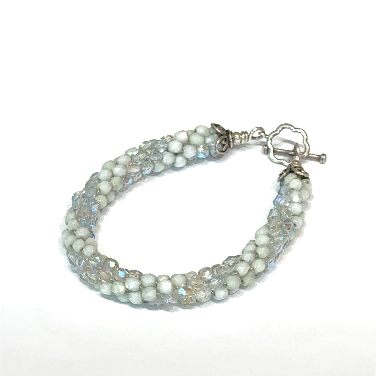 Light Blue Czech Crystal Crocheted Bracelet Where Sky Meets Water. Where Light Becomes Wearable.
