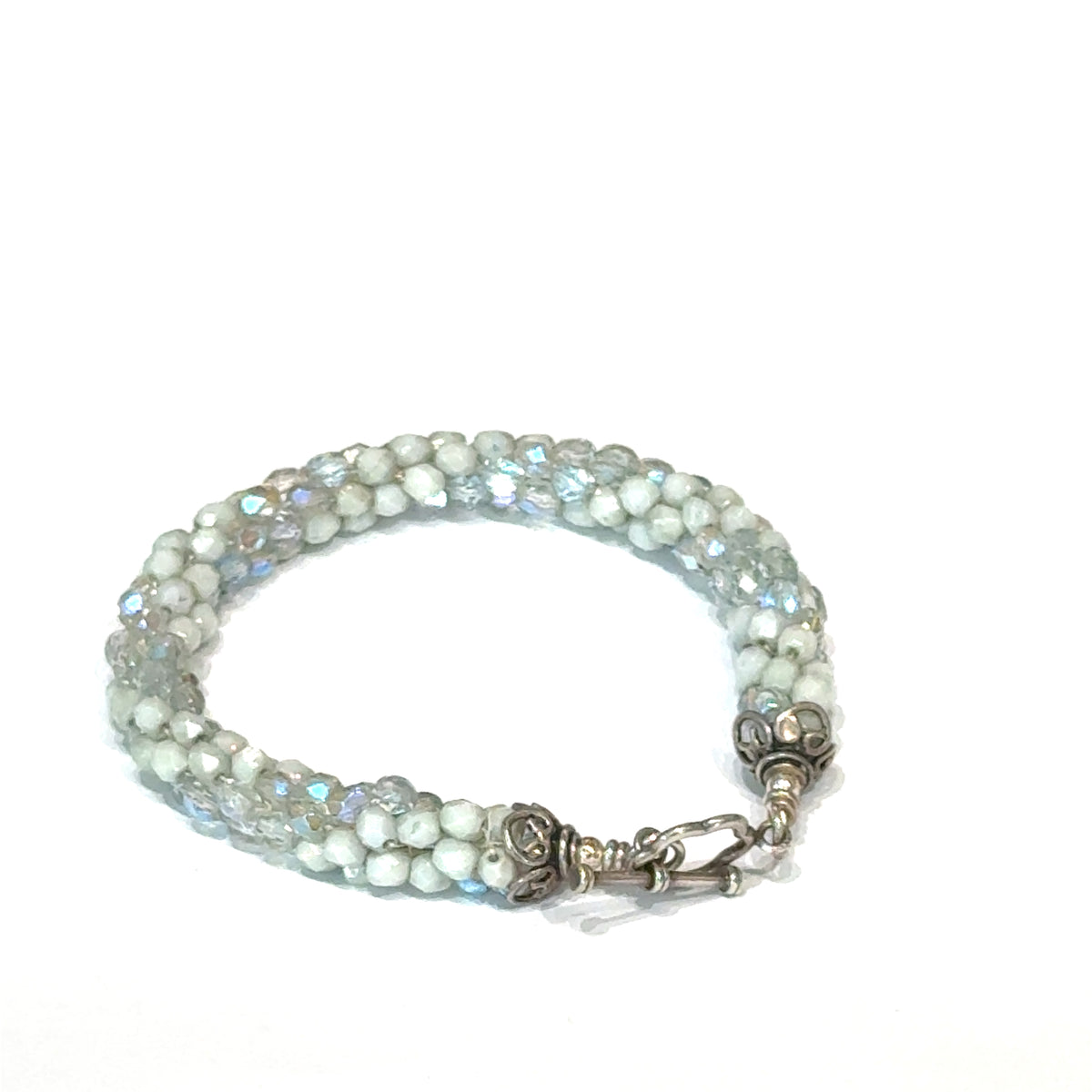 Light Blue Czech Crystal Crocheted Bracelet Where Sky Meets Water. Where Light Becomes Wearable.