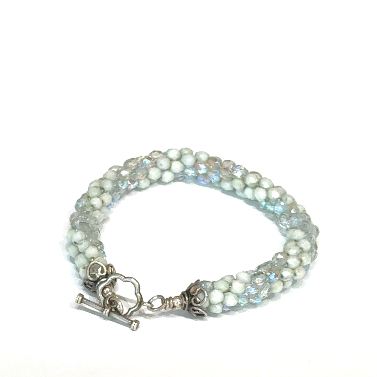 Light Blue Czech Crystal Crocheted Bracelet Where Sky Meets Water. Where Light Becomes Wearable.