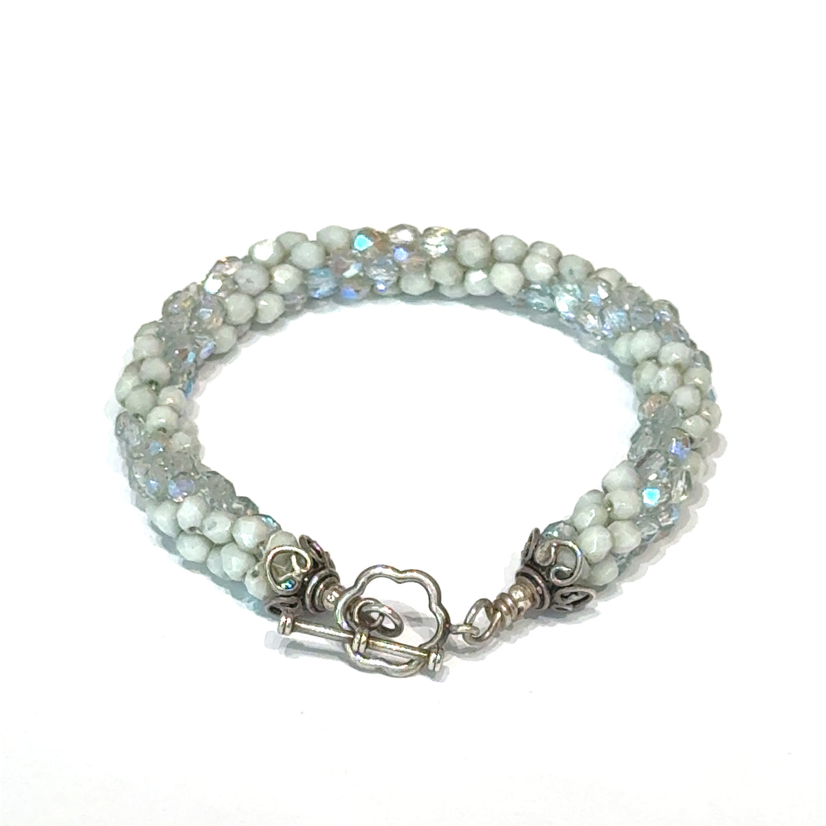Light Blue Czech Crystal Crocheted Bracelet Where Sky Meets Water. Where Light Becomes Wearable.