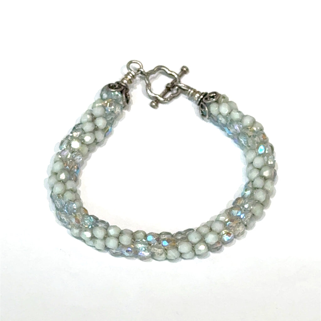 Light Blue Czech Crystal Crocheted Bracelet Where Sky Meets Water. Where Light Becomes Wearable.