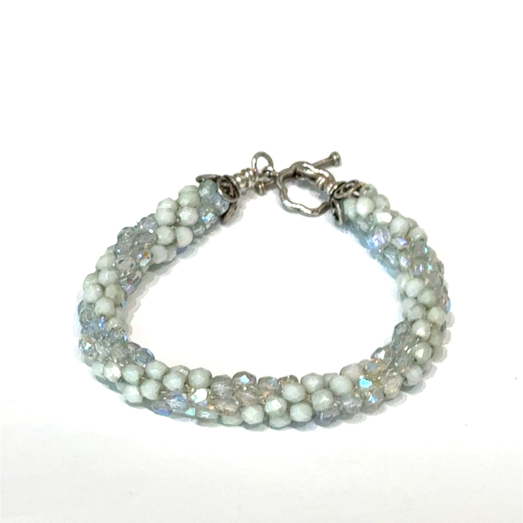 Light Blue Czech Crystal Crocheted Bracelet Where Sky Meets Water. Where Light Becomes Wearable.