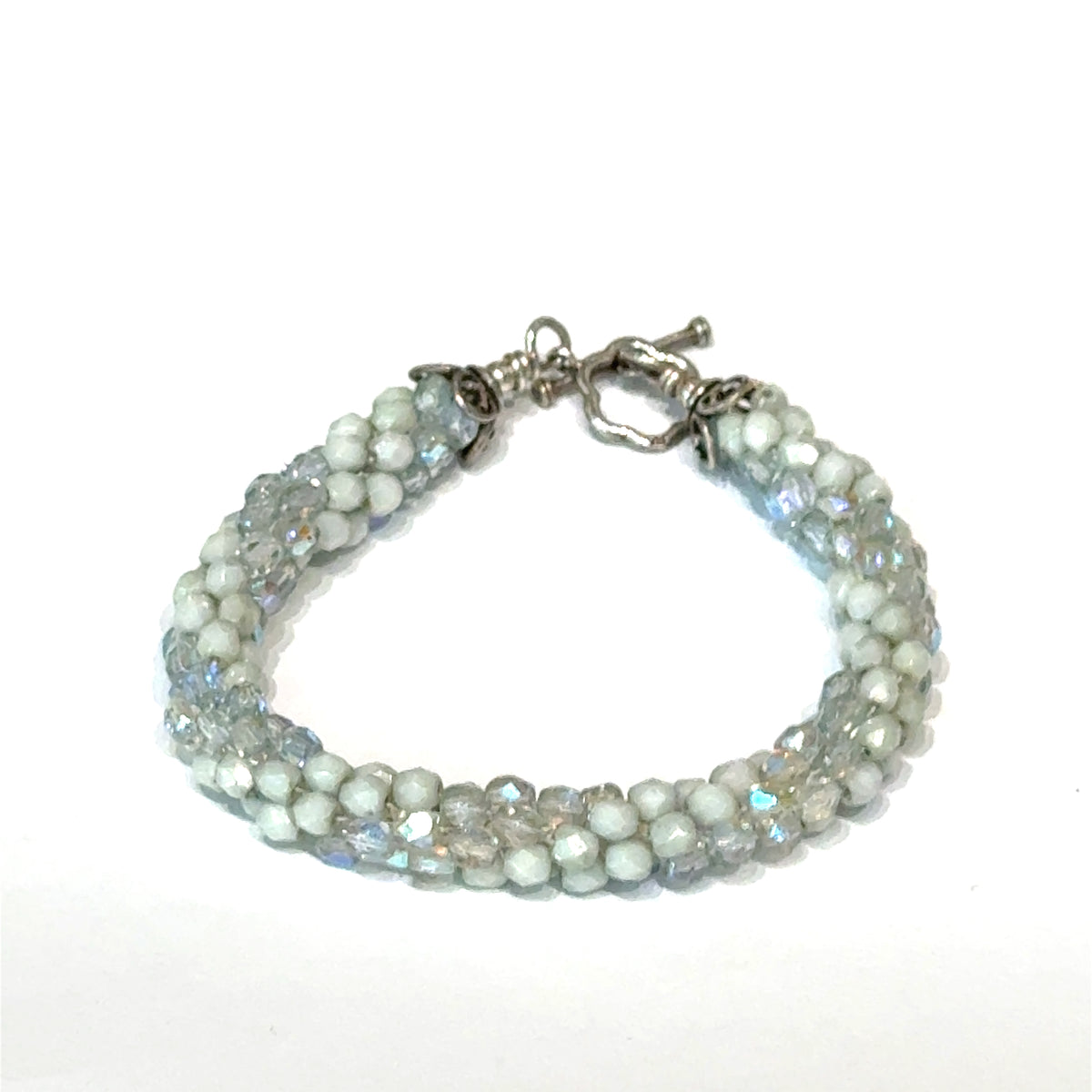 Light Blue Czech Crystal Crocheted Bracelet Where Sky Meets Water. Where Light Becomes Wearable.