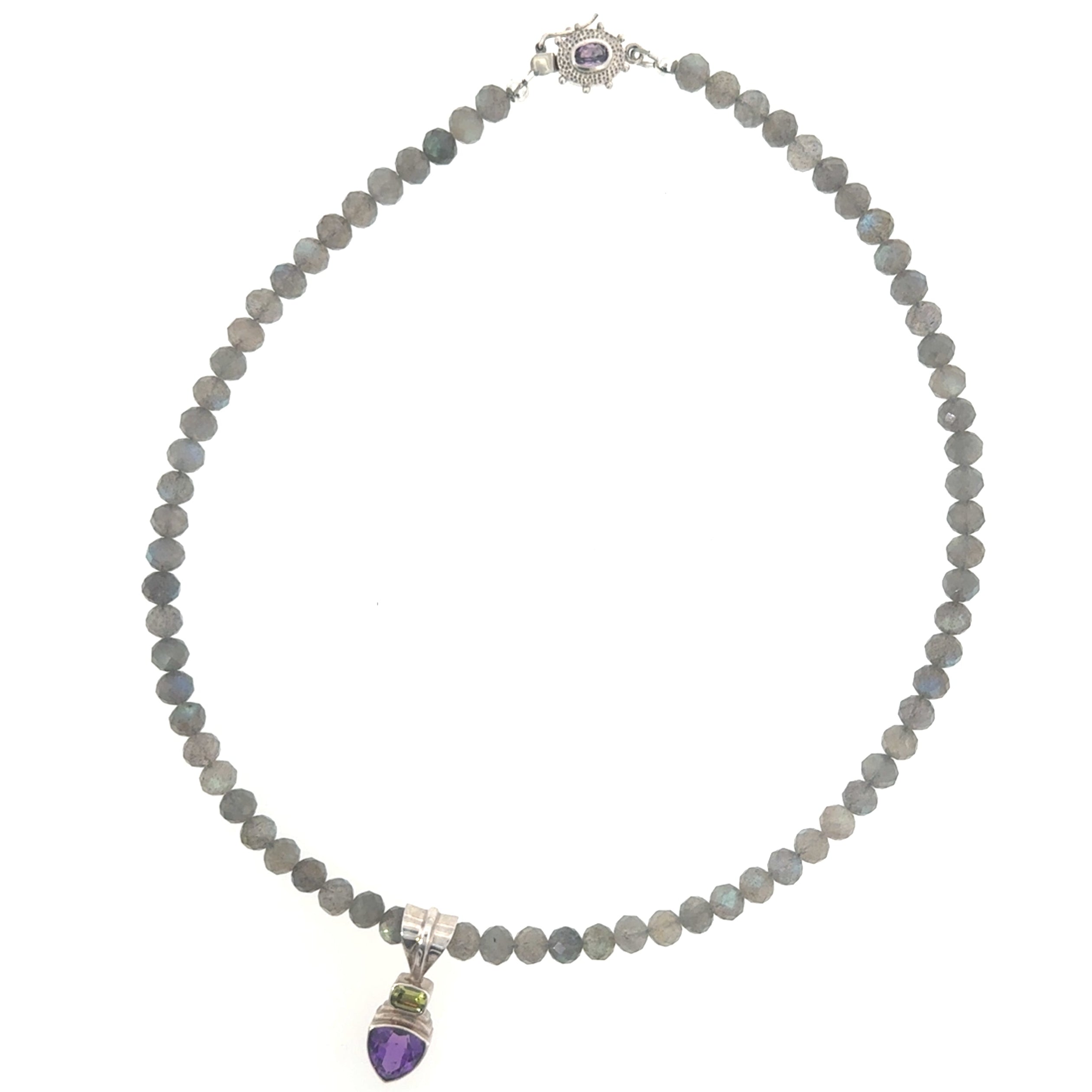 Labradorite, Amethyst & Peridot Sterling Silver Necklace
