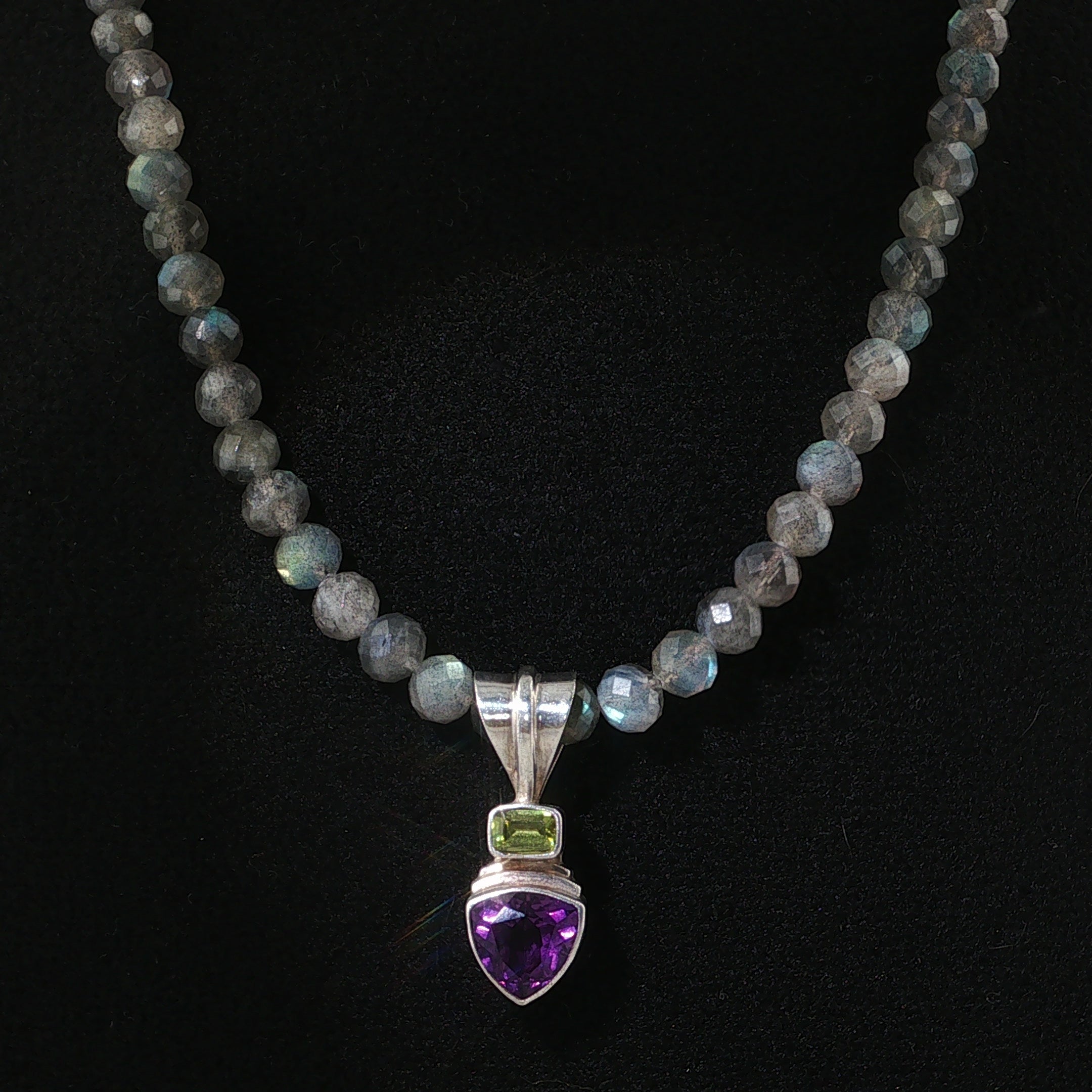 Labradorite, Amethyst & Peridot Sterling Silver Necklace
