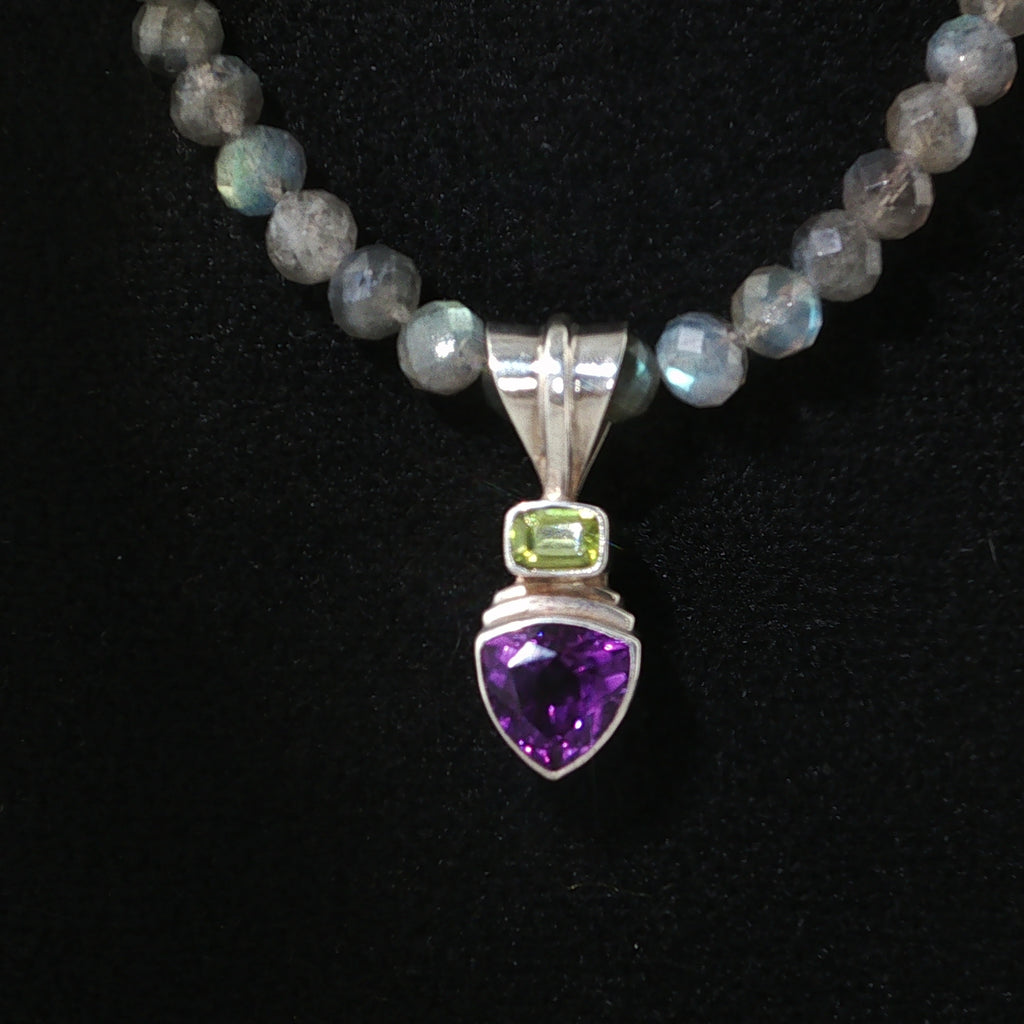 Labradorite, Amethyst & Peridot Sterling Silver Necklace