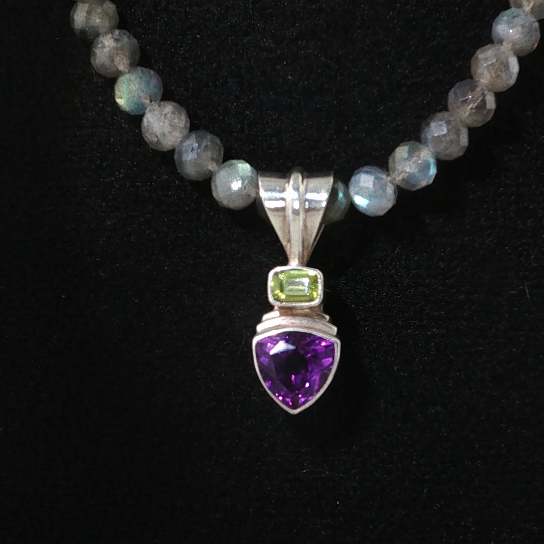 Labradorite, Amethyst & Peridot Sterling Silver Necklace