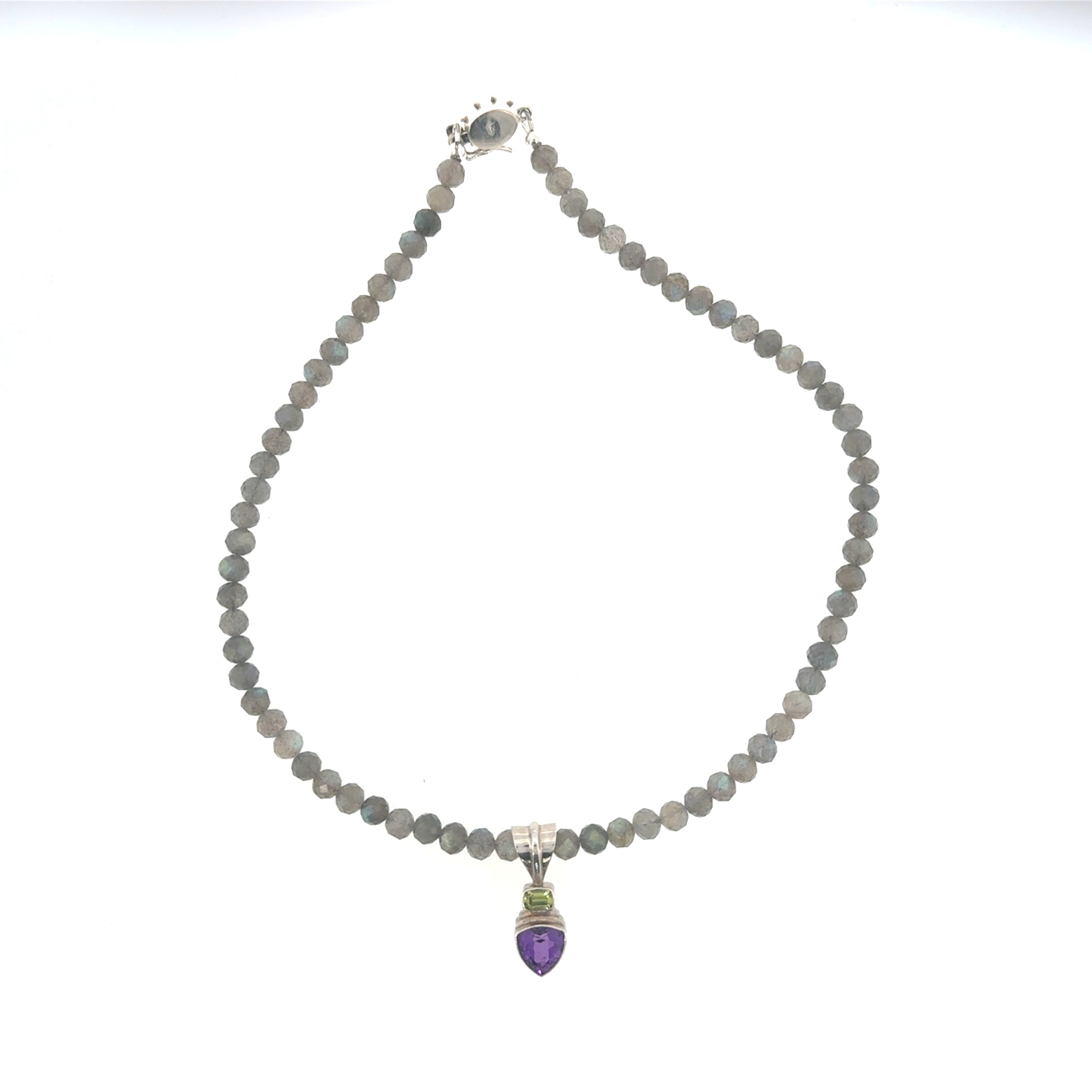 Labradorite, Amethyst & Peridot Sterling Silver Necklace