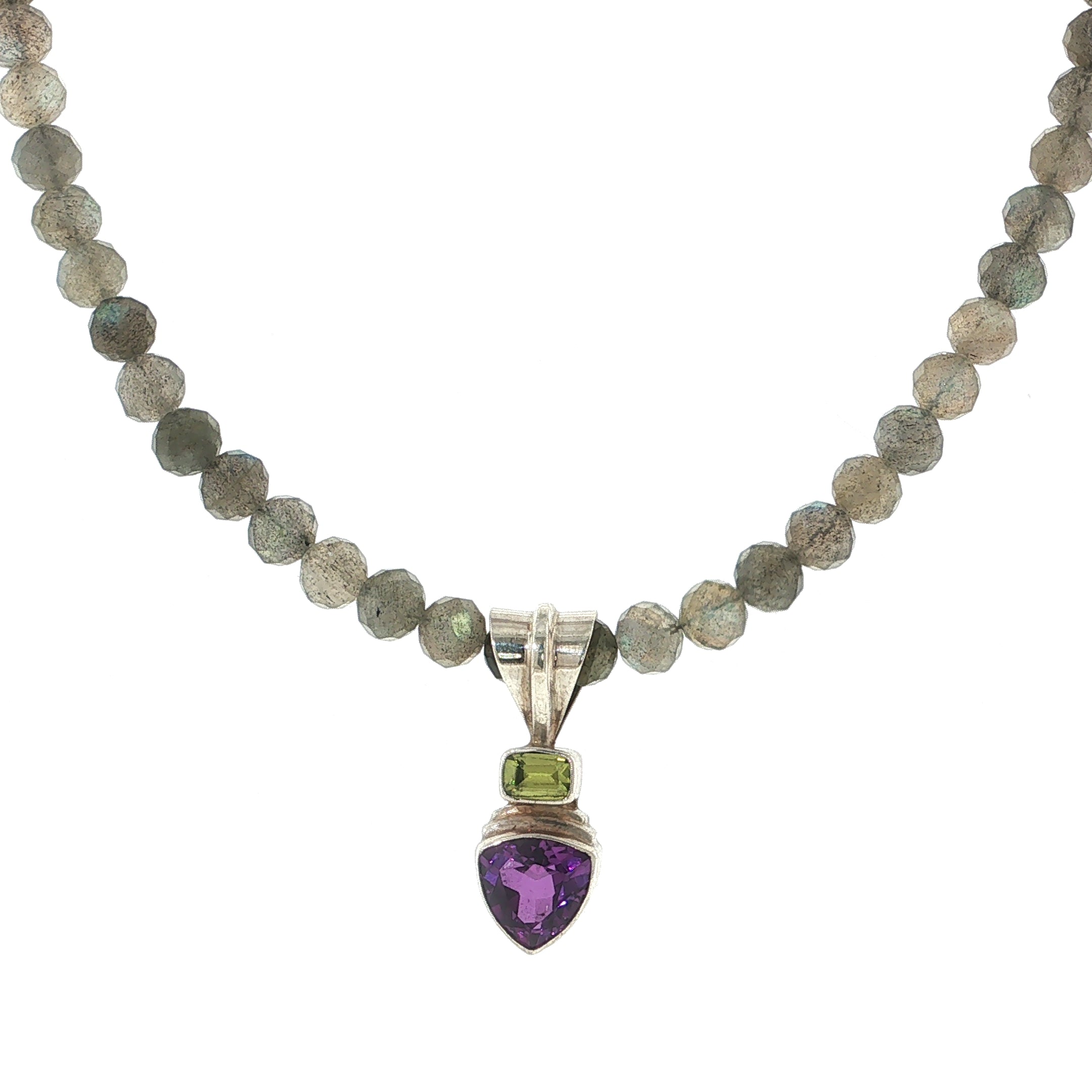 Labradorite, Amethyst & Peridot Sterling Silver Necklace