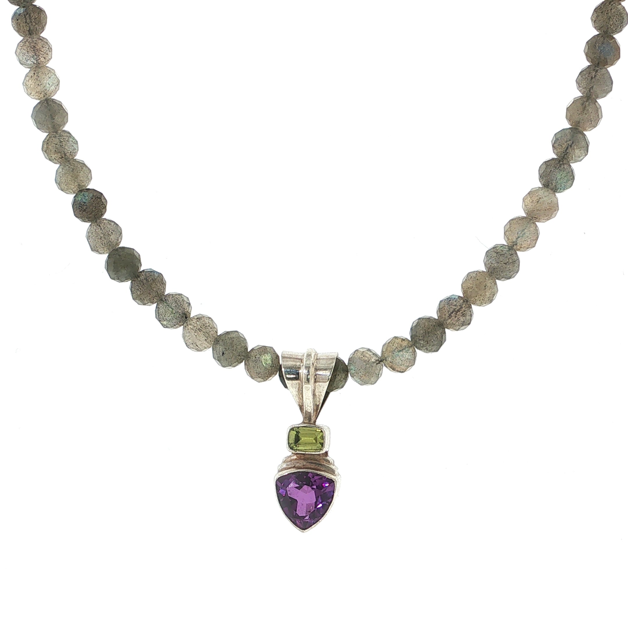 Labradorite, Amethyst & Peridot Sterling Silver Necklace