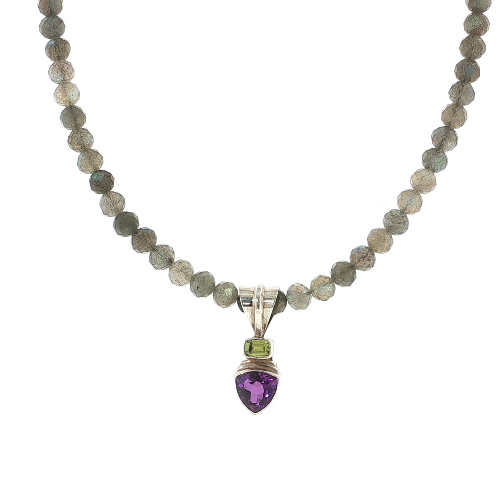 Labradorite, Amethyst & Peridot Sterling Silver Necklace