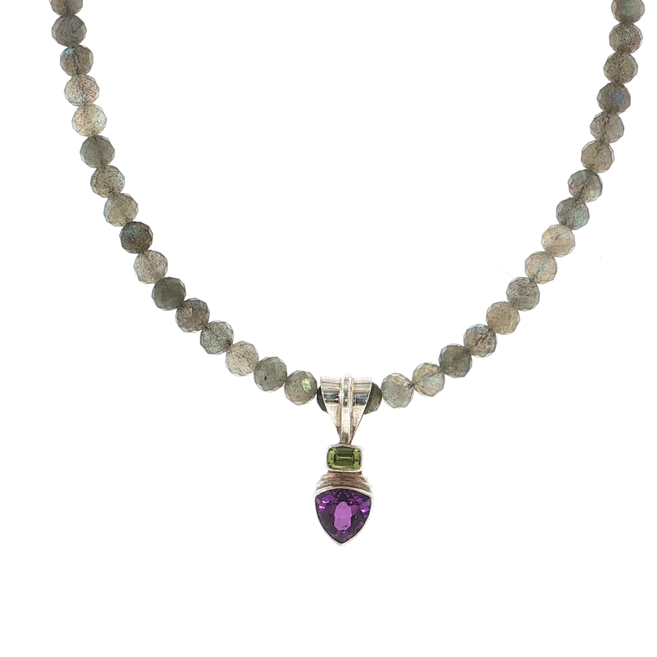Labradorite, Amethyst & Peridot Sterling Silver Necklace