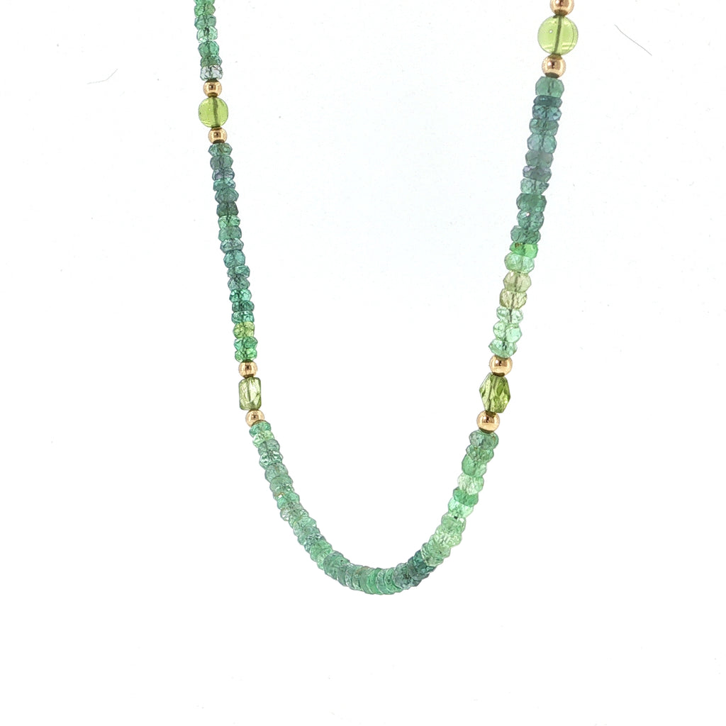 Kornerupine & Peridot Gold-Filled Beaded Necklace