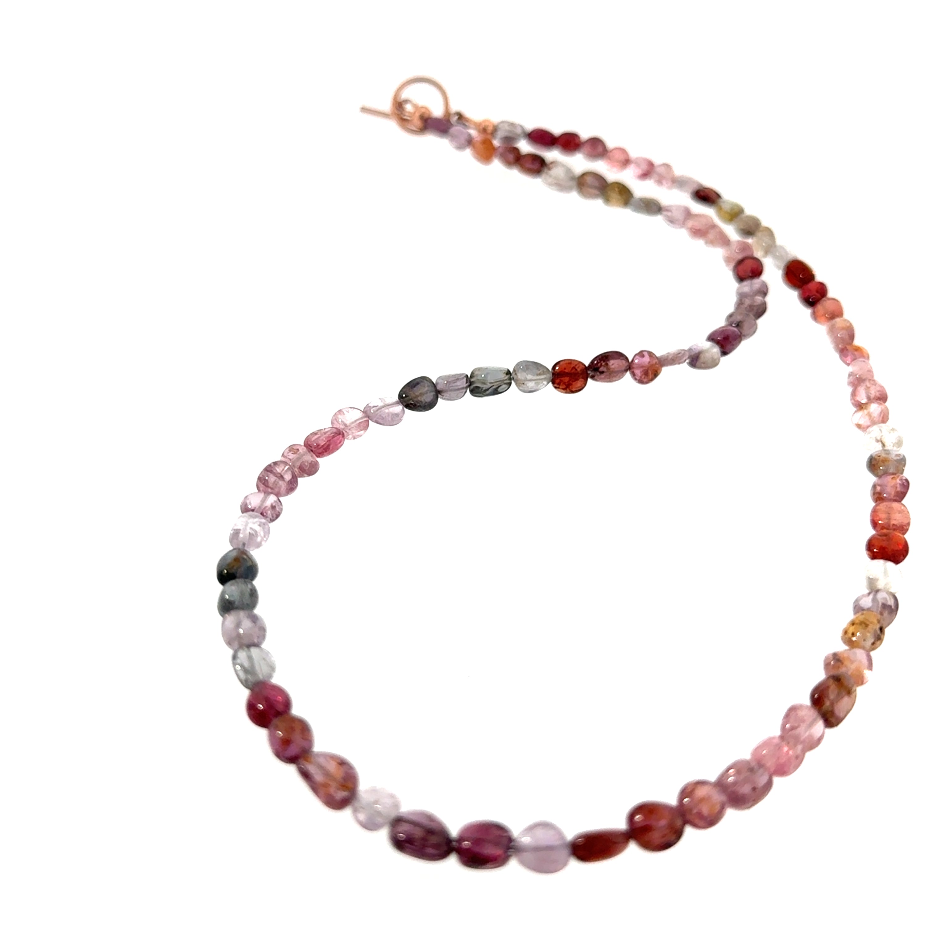 Multi Red Spinel Gemstone Beaded Necklace