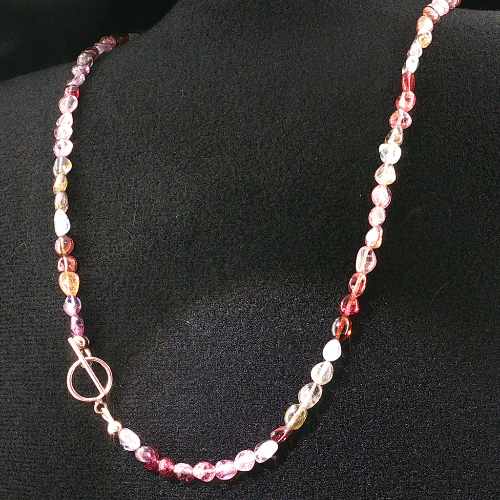 Multi Red Spinel Gemstone Beaded Necklace