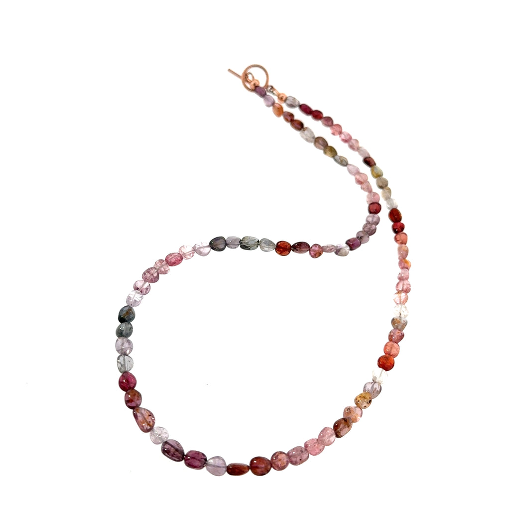 Multi Red Spinel Gemstone Beaded Necklace