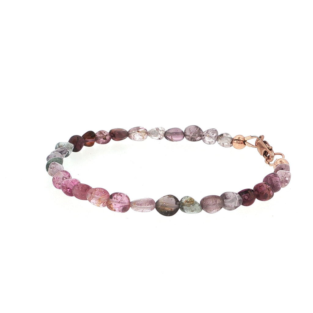 Multi Red Spinel gemstone bracelet 6.5'' rose gold-filled lobster claw