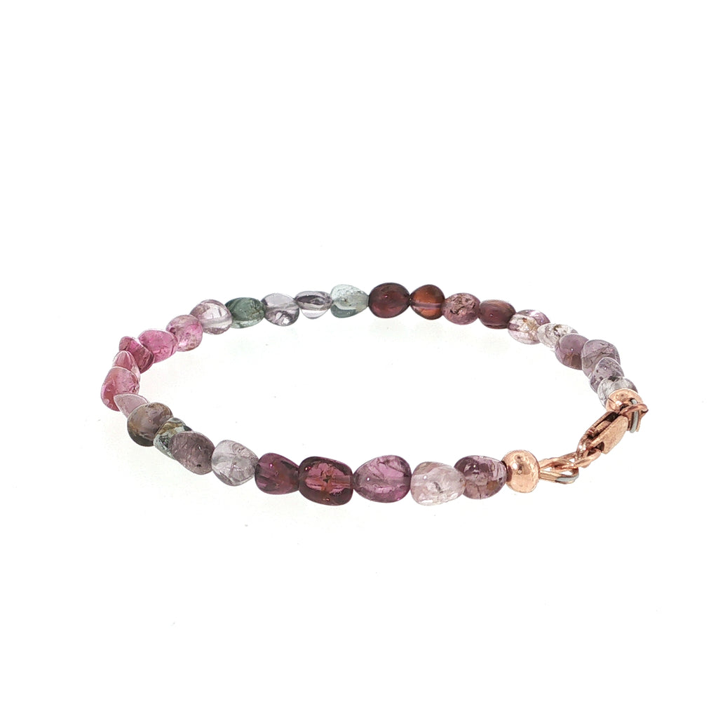 Multi Red Spinel gemstone bracelet 6.5'' rose gold-filled lobster claw
