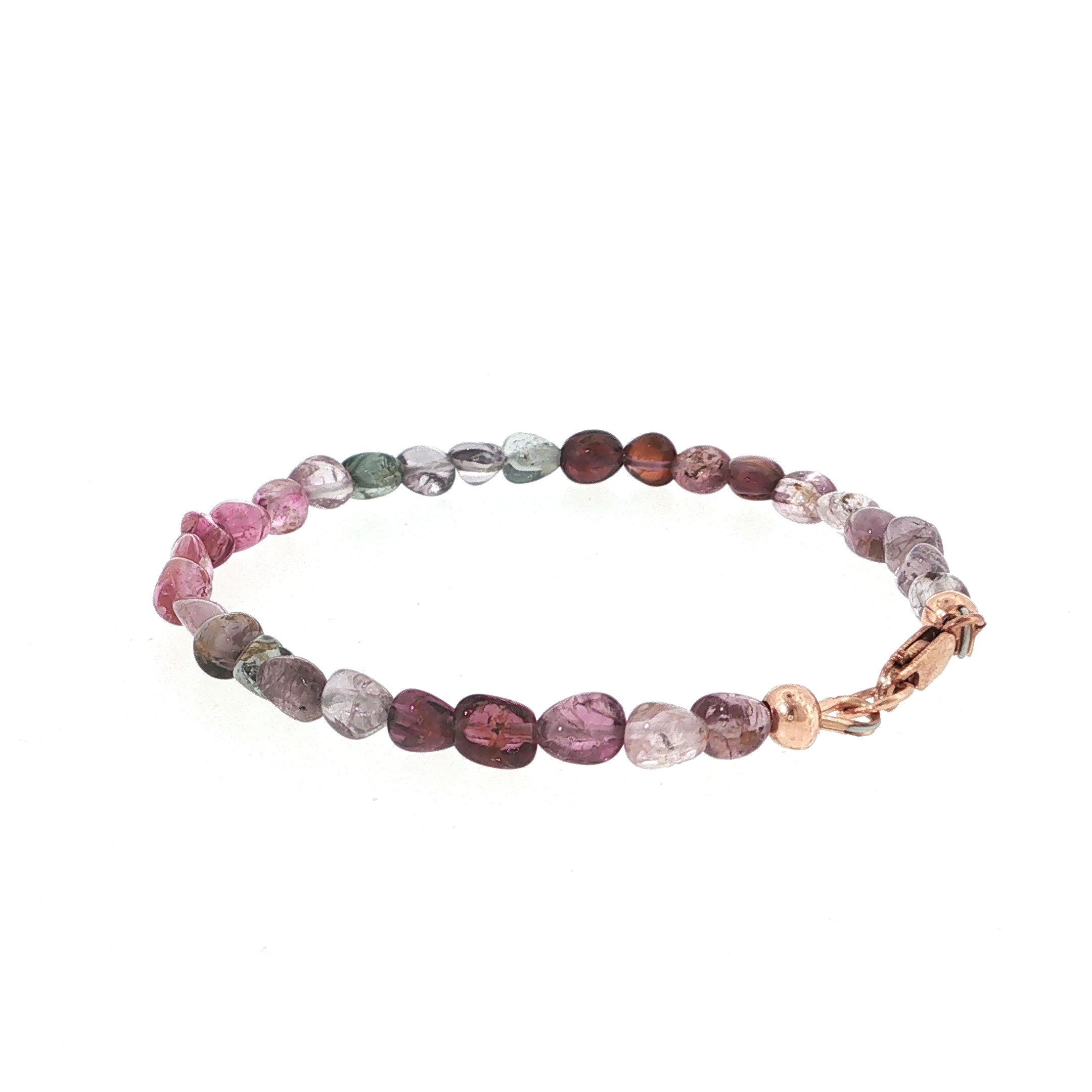 Multi Red Spinel gemstone bracelet 6.5'' rose gold-filled lobster claw