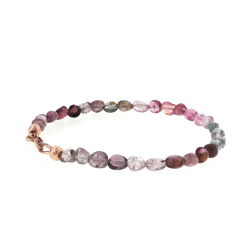 Multi Red Spinel gemstone bracelet 6.5'' rose gold-filled lobster claw