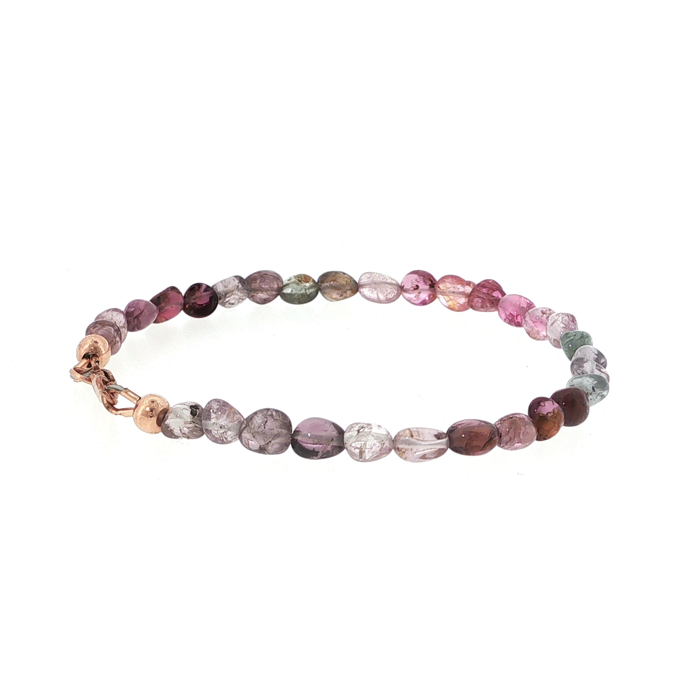 Multi Red Spinel gemstone bracelet 6.5'' rose gold-filled lobster claw