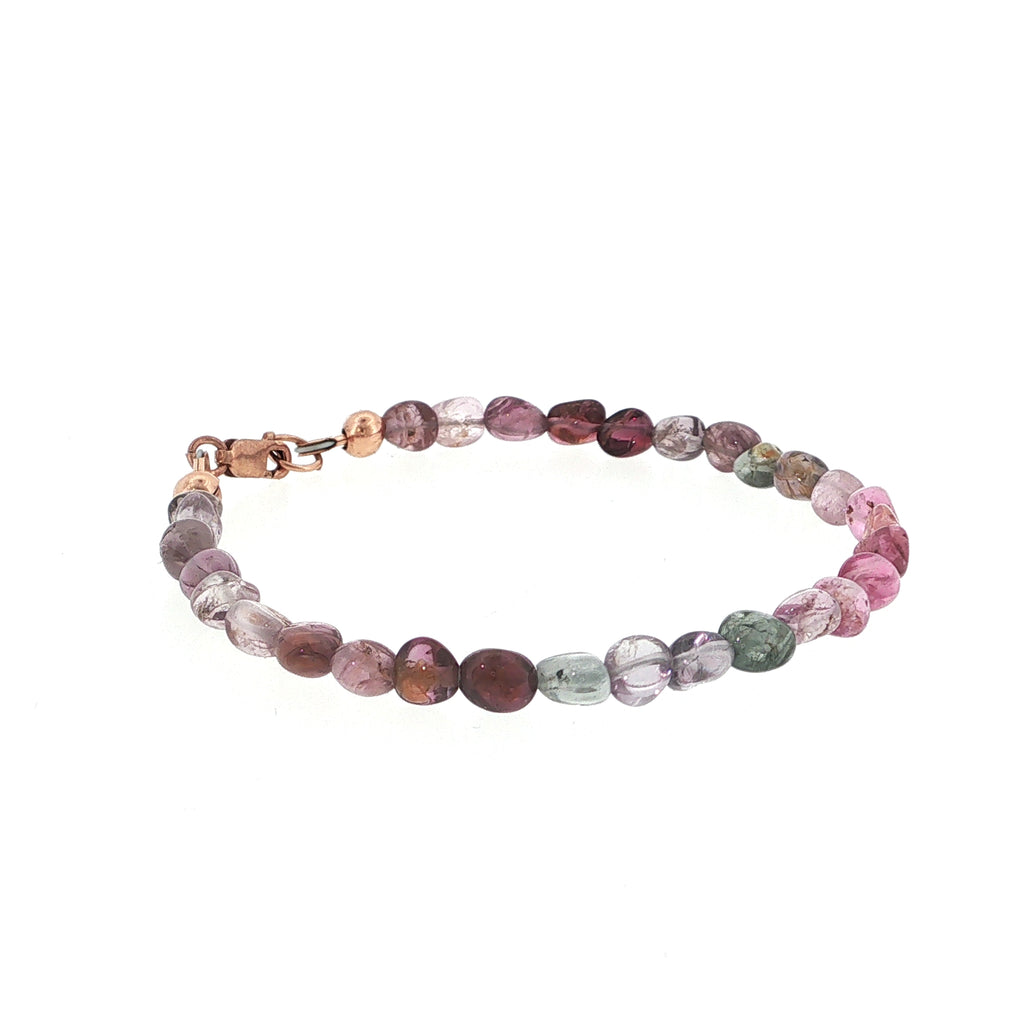 Multi Red Spinel gemstone bracelet 6.5'' rose gold-filled lobster claw