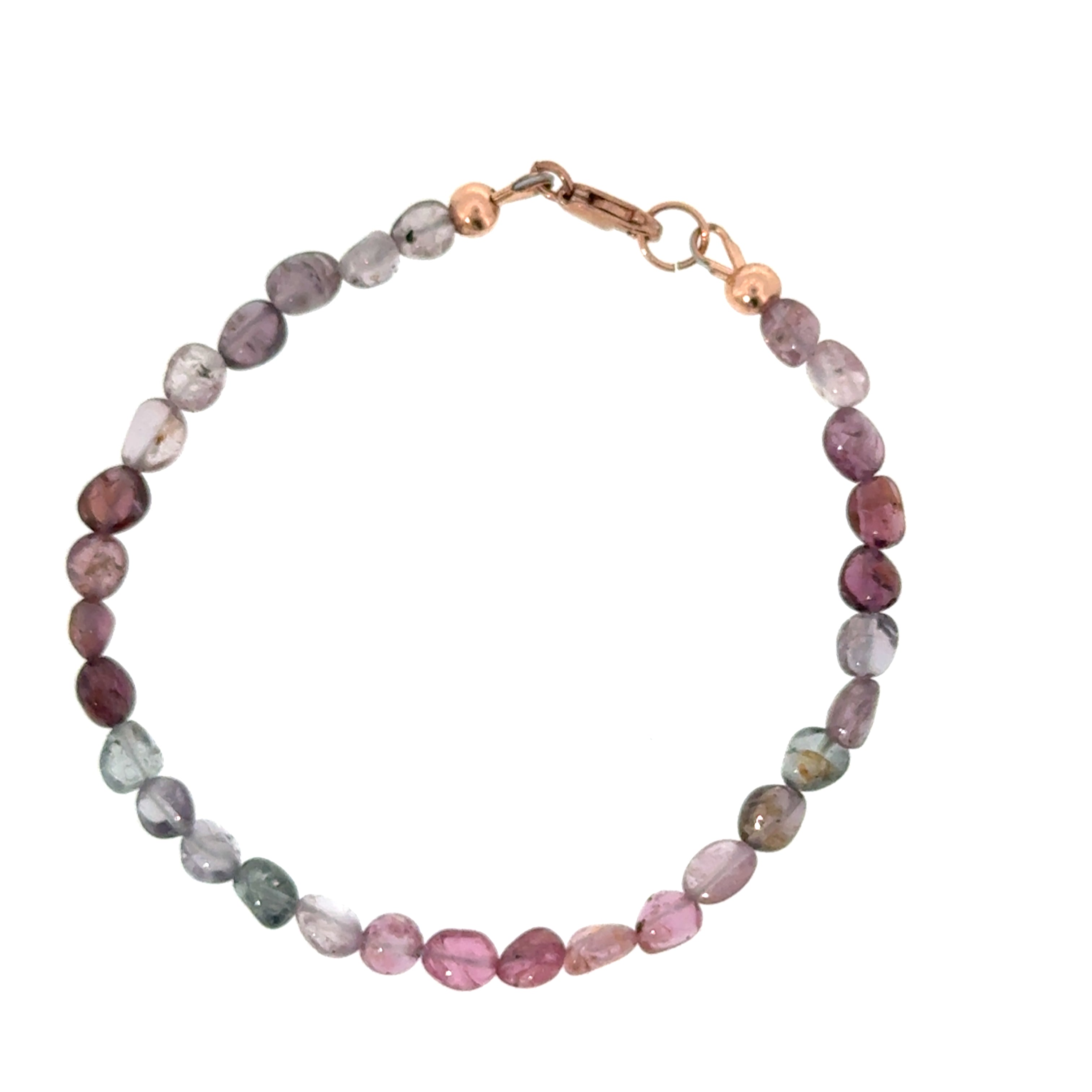 Multi Red Spinel gemstone bracelet 6.5'' rose gold-filled lobster claw