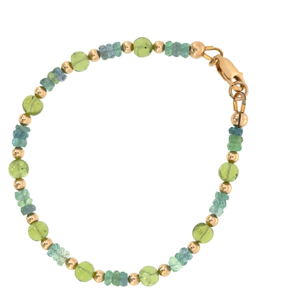 Kornerupine & Peridot Gold-Filled Beaded Bracelet