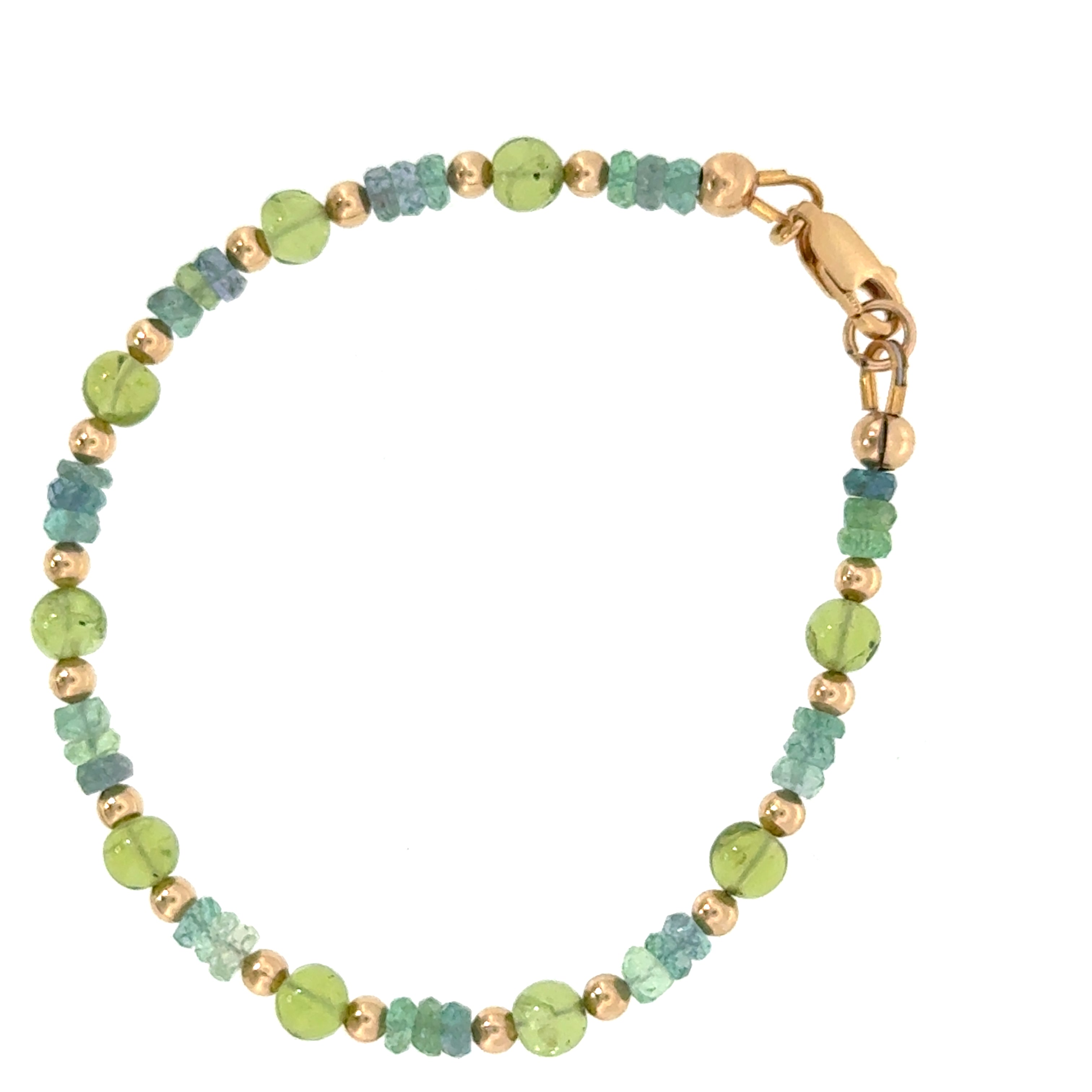 Kornerupine & Peridot Gold-Filled Beaded Bracelet