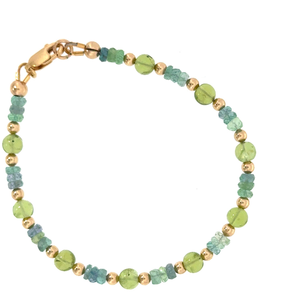 Kornerupine & Peridot Gold-Filled Beaded Bracelet